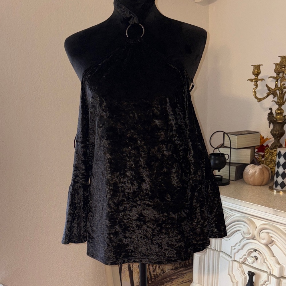 Elegant Black Velvet Halter Top